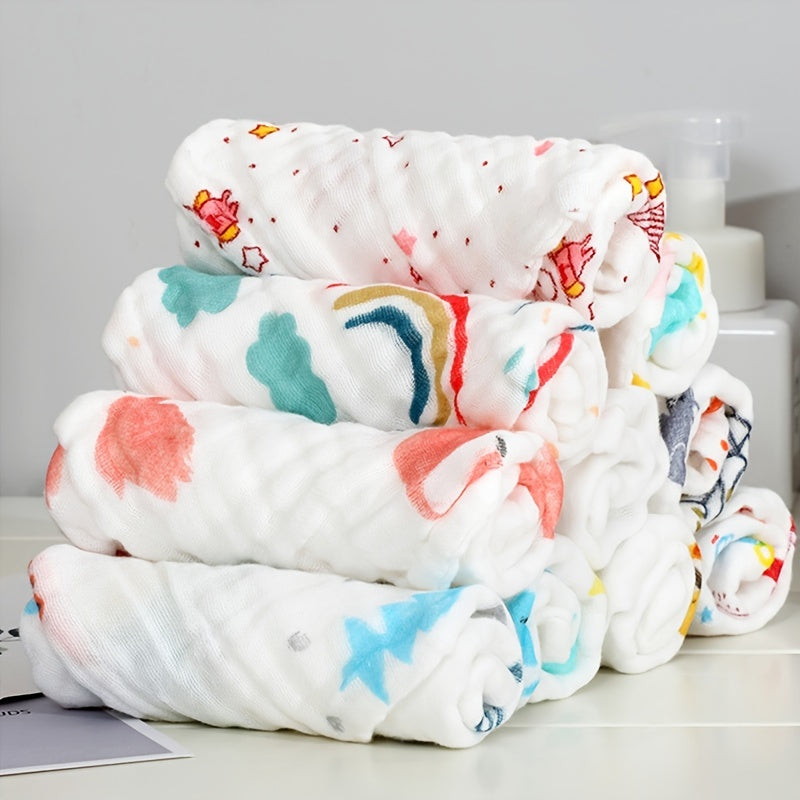 5pcs Baby Muslin Fashloths Мягкая ткань для лица для новорожденных полотенец для лица натуральные очищенные детские салфетки ткани или полотенце для лица 11,8x11,8 дюйма (30x30 см), Хэллоуин, День Благодарения, Рождественский подарок