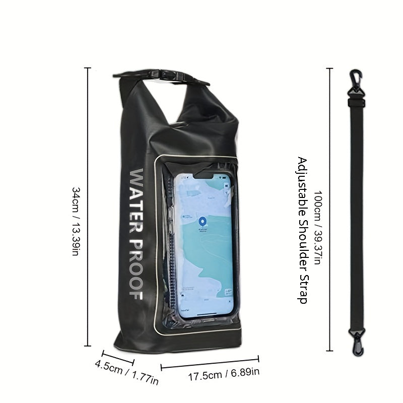 حقيبة تخزين مقاومة للماء سعة 2 لتر وحافظة هاتف - ملحقات القوارب وقوارب الكاياك للتخييم والسباحة وصيد الأسماك - قبرص