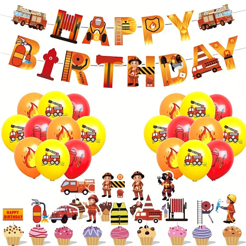 🔵 Fireman Theme Birthday Party Decoration Set - Cyprus
