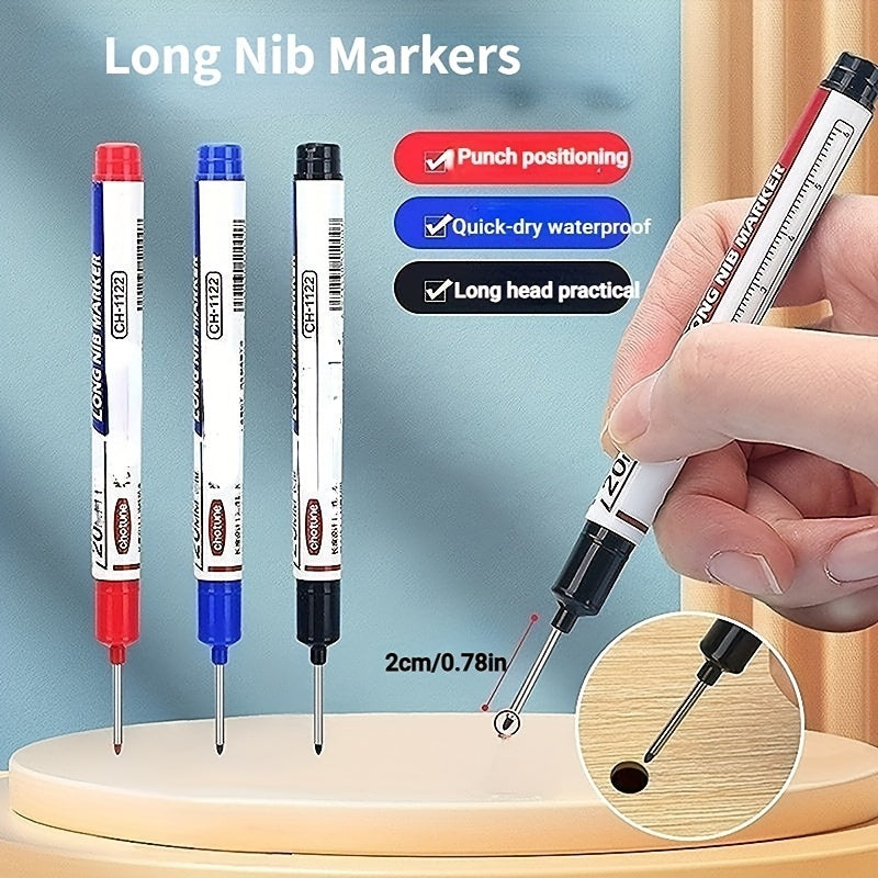 Deep Hole Long Nib Head Markers 2cm/0.78in For Metal Perforating Pen Waterproof Bathroom Woodworking Decoration