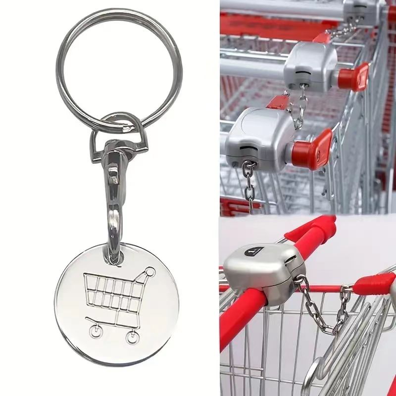 Supermarket Hand Push Shopping Cart Logo Coin Token Keychain - Cyprus