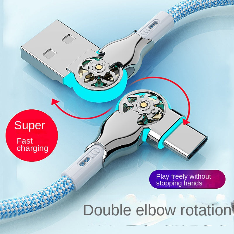 Double Elbow Type-C Fast Charging Data Cable with 65W Flash Charging - Universal Compatibility - Cyprus