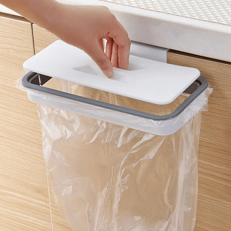 Portable Hanging Garbage Bag Holder with Lid – Kitchen Storage Solution