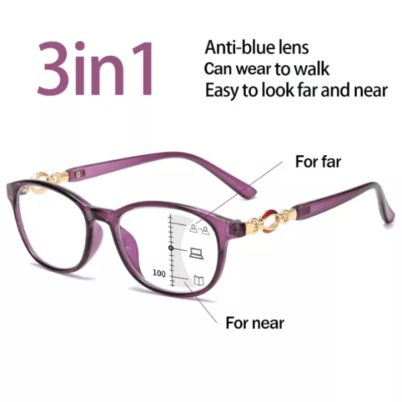 OYKI 3 In 1 Progressive Multifocal Reading Glasses Women Computer Presbyopic Glasses +1.0 To +4.0 - Cyprus