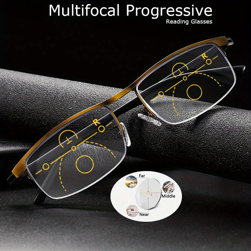 Unique Multi-Focal Progressive Half Frame Reading Glasses +1.0~+4.0 - Cyprus