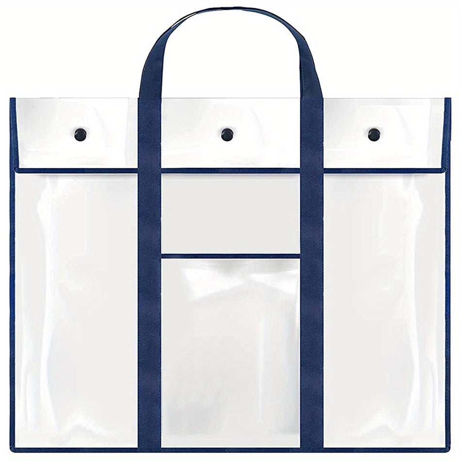 Large PVC Art Portfolio Bag with Extra Pocket - Durable and Waterproof Storage Solution