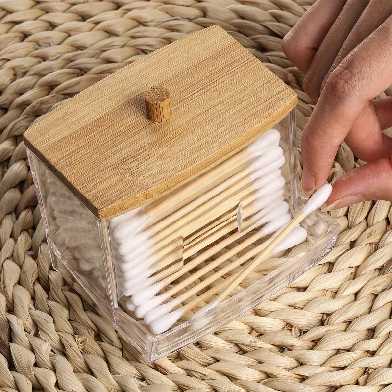 Cotton Swab Pads Holder with Wood Lids - Cyprus