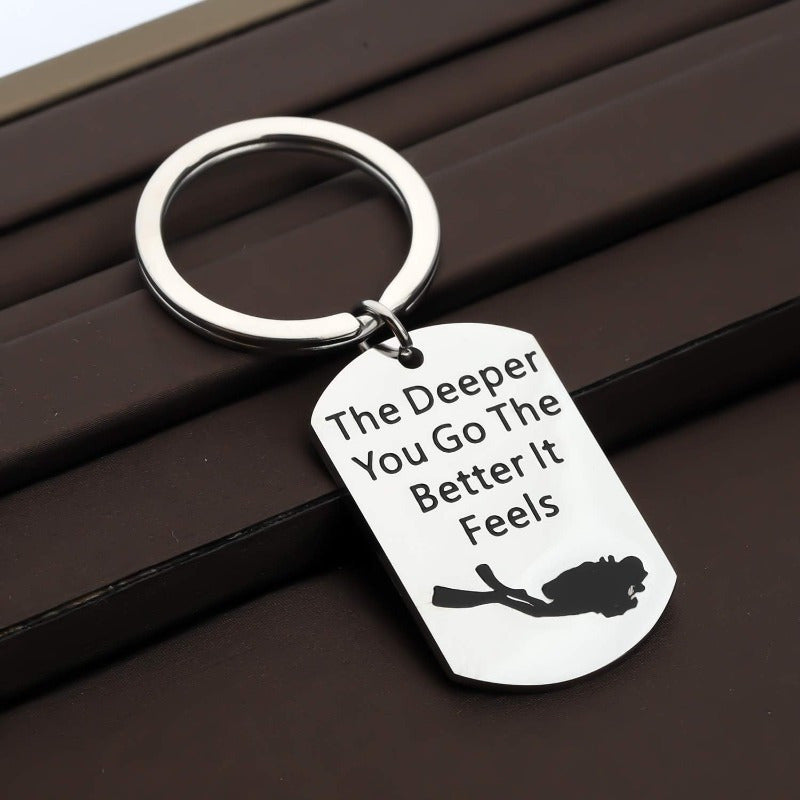 Scuba Diving Adventure Keychain - The Deeper You Go The Better It Feels - Cyprus