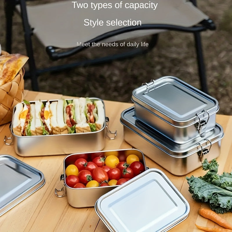 Square 304 Stainless Steel Bento Box with Lid - Portable Food Storage Container