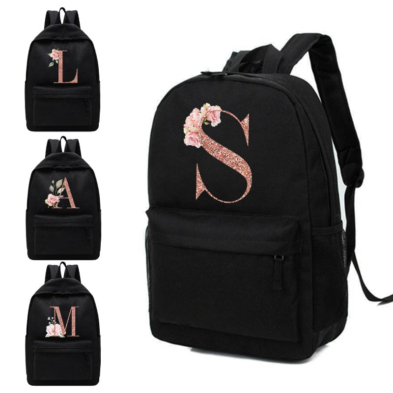 Rose Golden Letter Print Backpack - Κύπρο