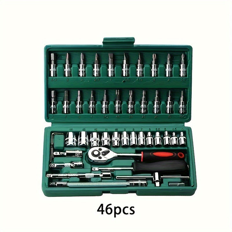 46pc 1/4" Metal Socket & Ratchet Set with Metric Bit Socket - Ideal for Mechanical Projects - Cyprus