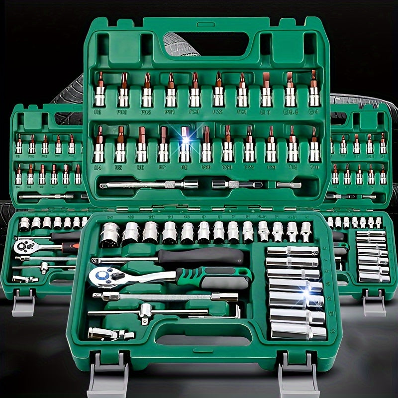 46pc 1/4" Metal Socket & Ratchet Set with Metric Bit Socket - Ideal for Mechanical Projects - Cyprus