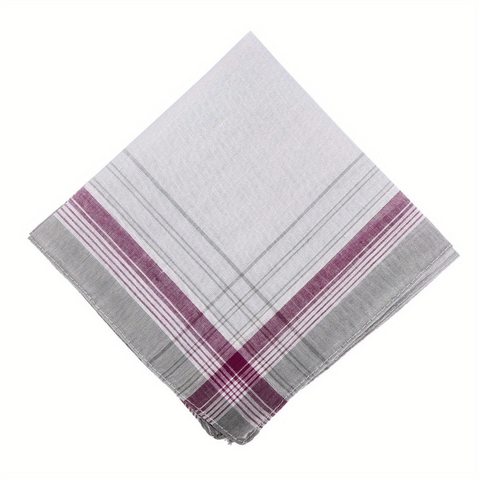 Men's Cotton Thin Handkerchiefs, Stripe Plaid Pattern, 12pcs - Cyprus