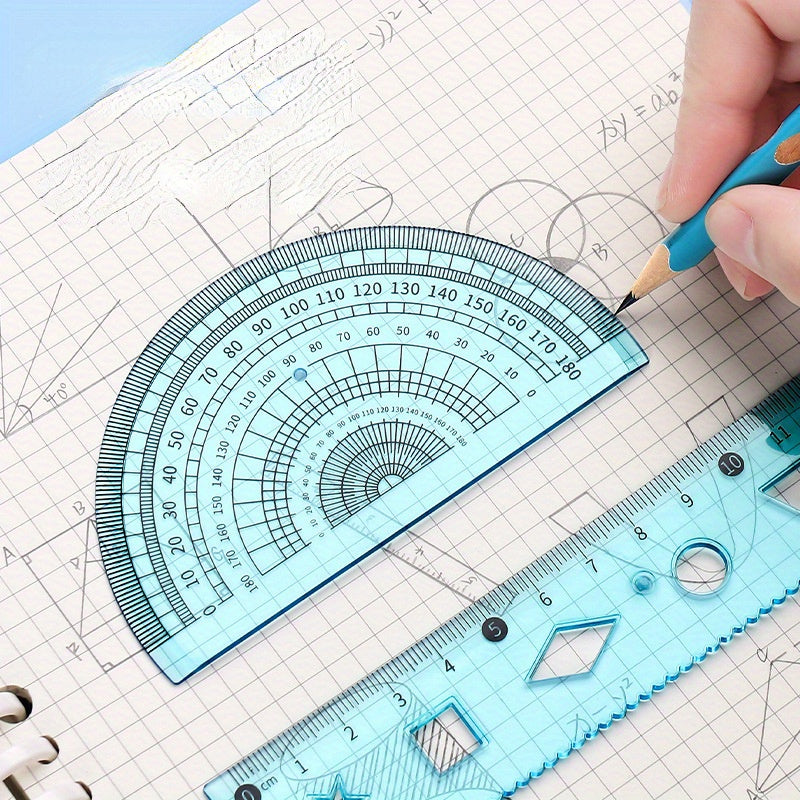 Colourful 4pcs Soft Ruler Set with Triangle Ruler and Protractor for Measurement Drawing - Cyprus