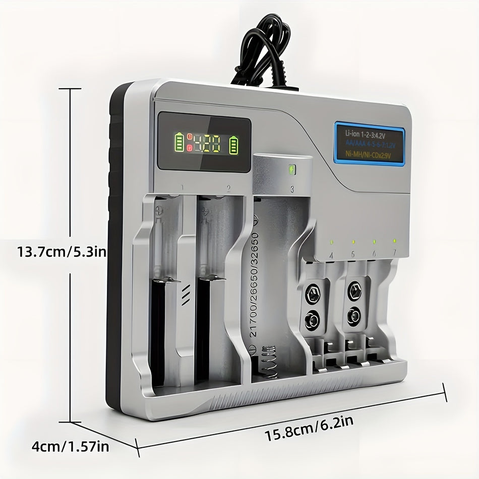 USB ile LCD Universal Pil Şarj Cihazı - AA için Taşınabilir AAA, 18650 - Kıbrıs