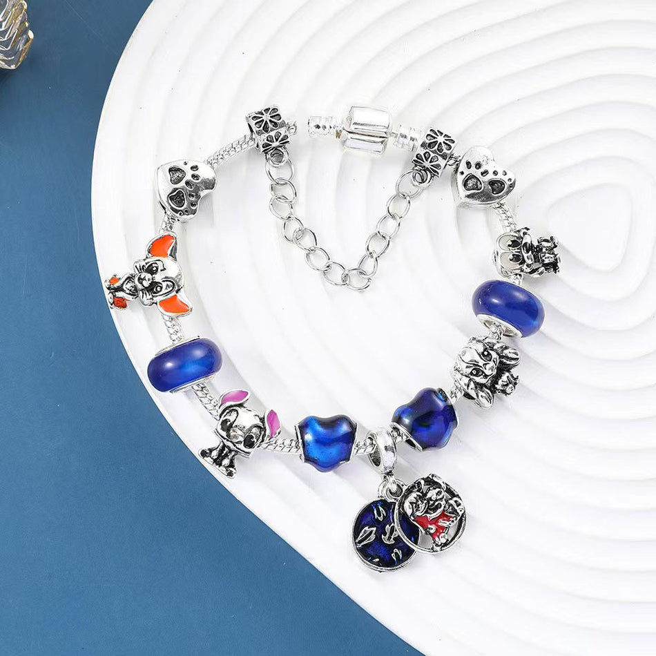 Stitch Charm Boncuk Bileklik Bileklik - Sevimli El Takı Hediyesi - Kıbrıs