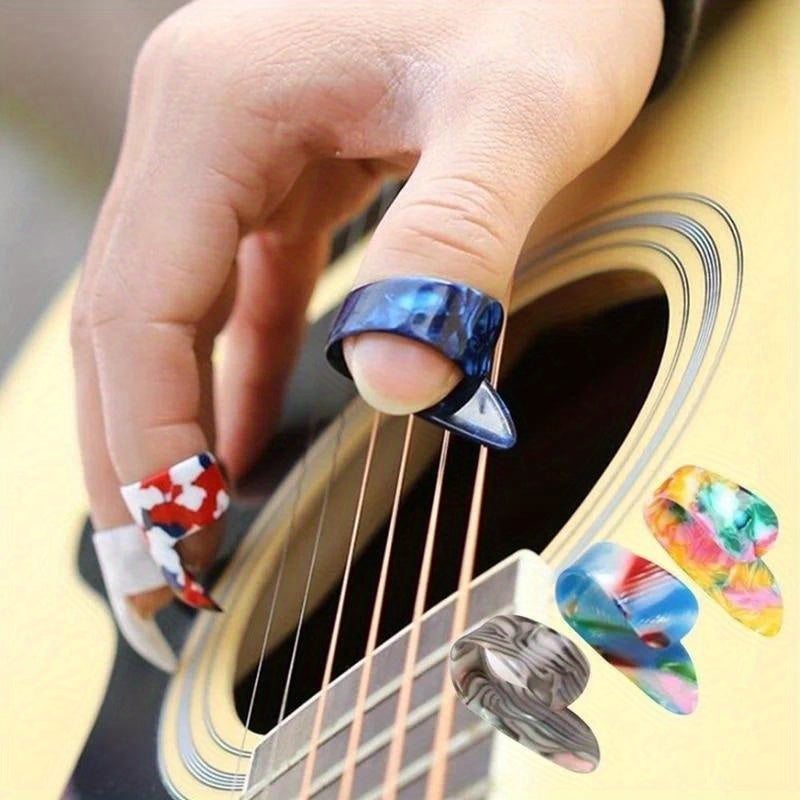 1pc Thumb+3pcs Finger Guitar Picks Celluloid Fingerpicks Guitar Plectrum Sheath For Acoustic Electric Guitar