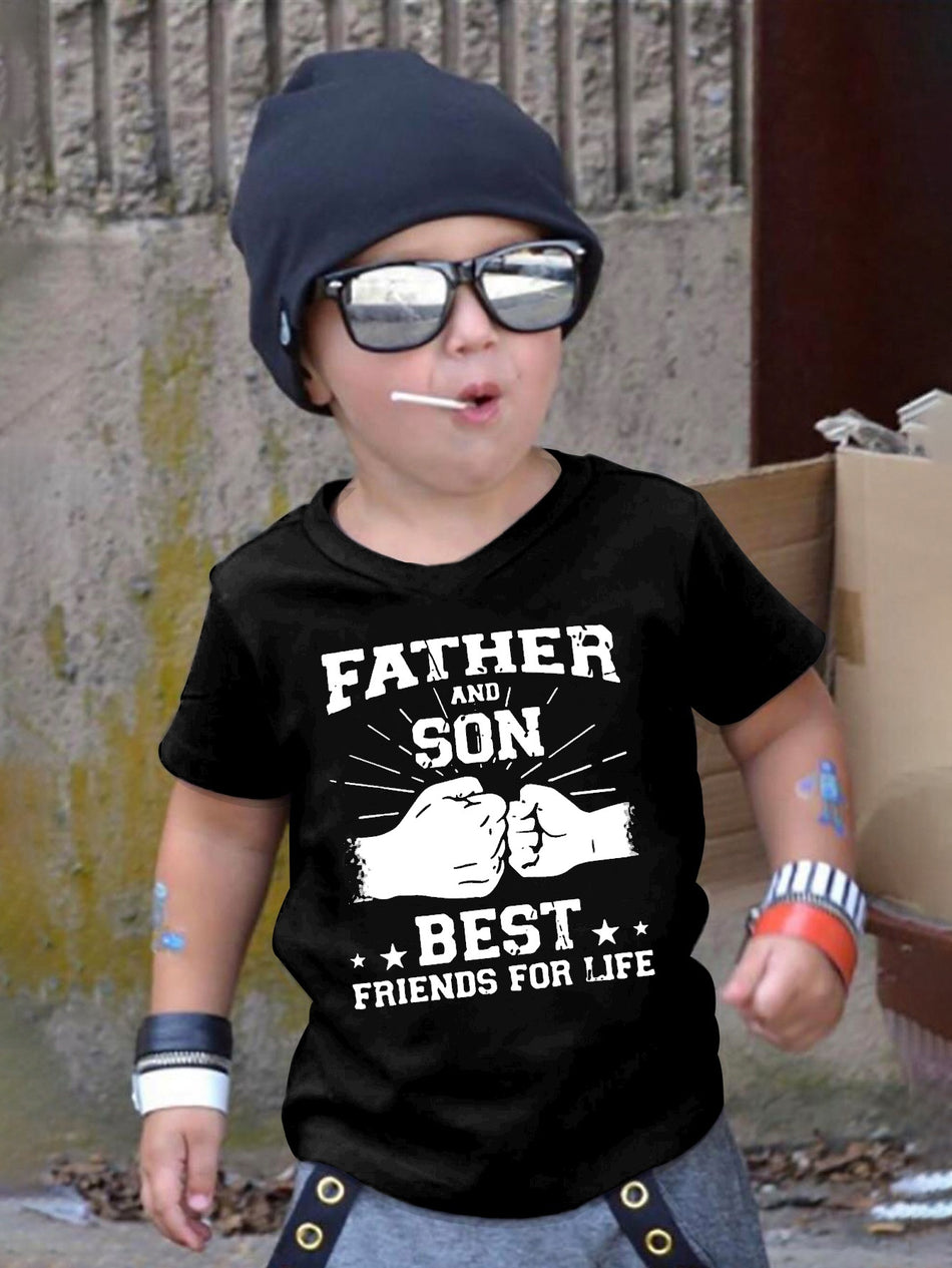 Father & Son Alphabet Print Boy's Summer T-shirt - Cyprus