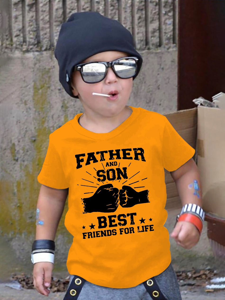 Baba ve Son Alfabe Baskı Boy's Summer T -Shirt - Kıbrıs