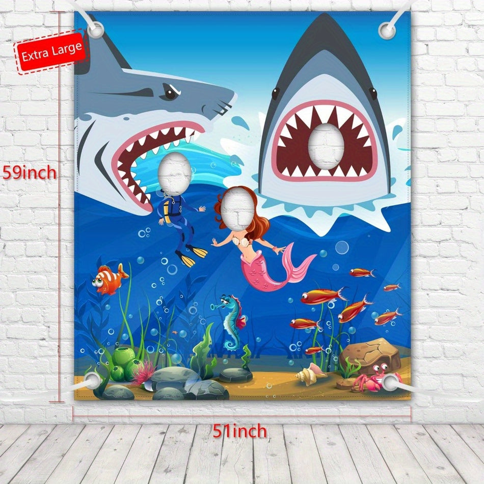 🔵 Shark Photo Booth Background for Shark Birthday Party - Cyprus