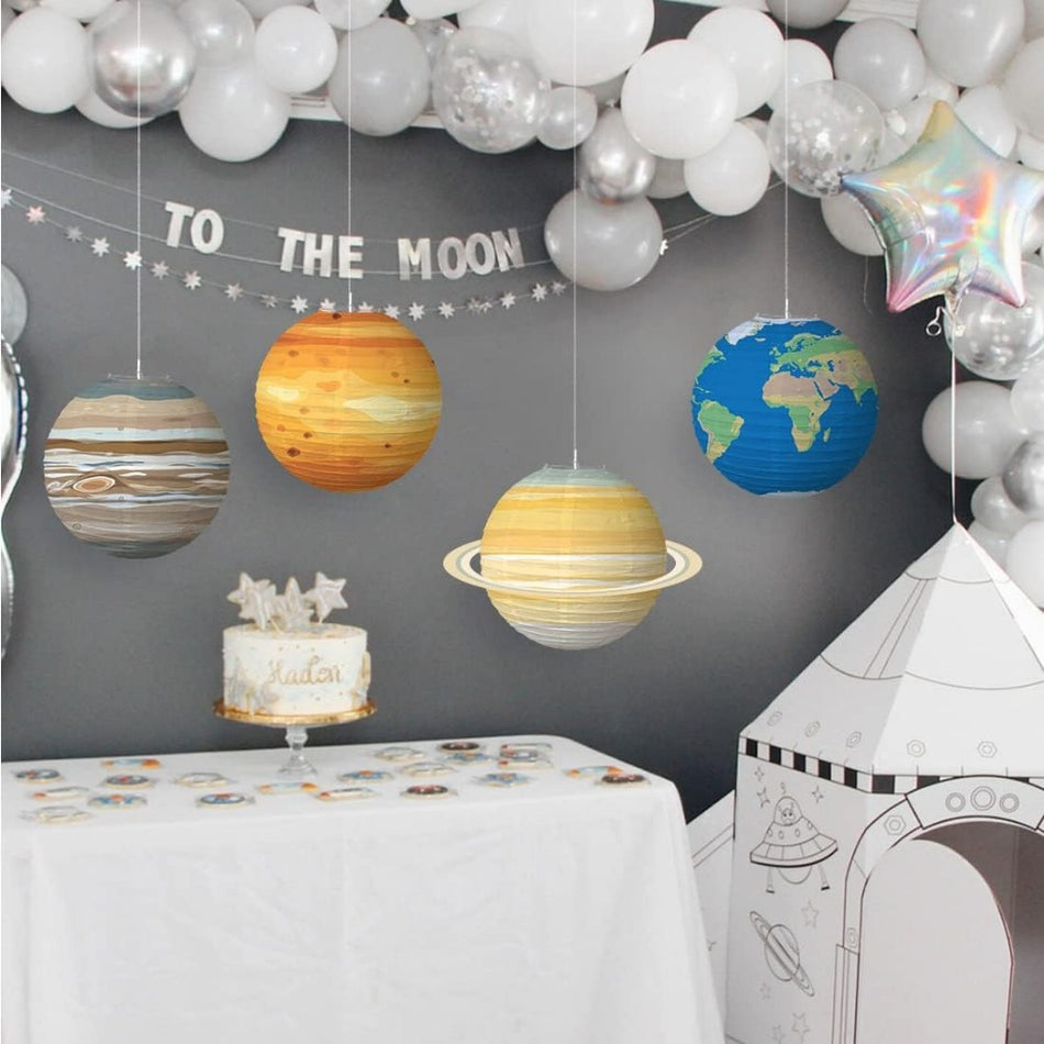 8pcs Colourful Space Lanterns - Galaxy Planet Decorations for Kids' Parties