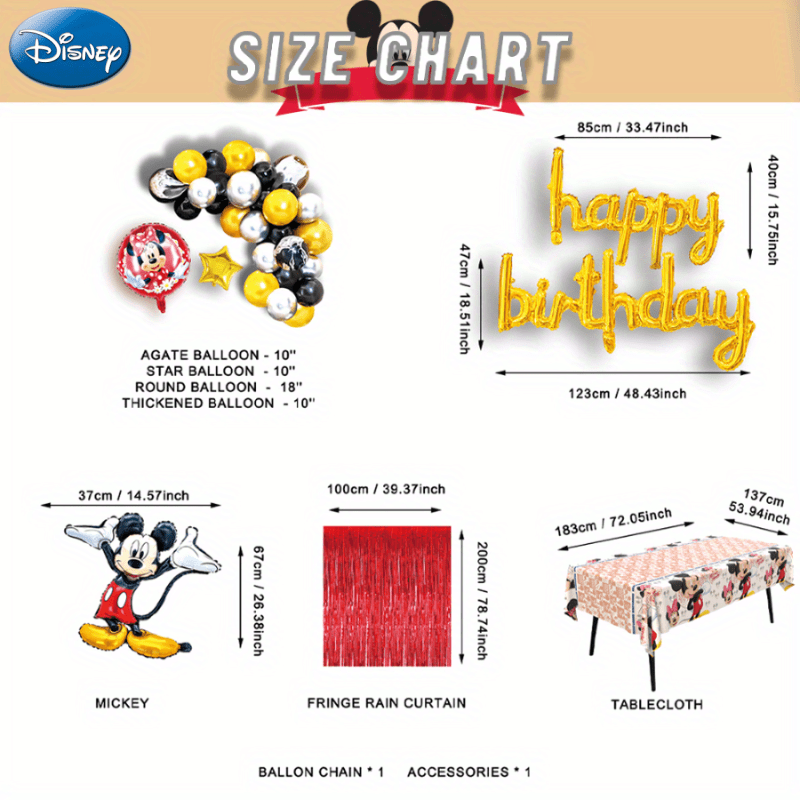 🔵 Disney Mickey & Minnie Balloon Arch Kit - 51pcs pack - Birthday Party Supplies, Gift For Fans - Cyprus