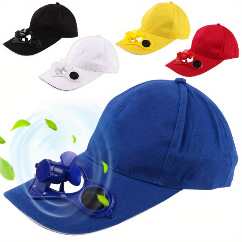 Solar-Powered Cooling Fan Baseball Cap - Unisex UV Protection Peaked Cap for Hiking, Camping - Cyprus