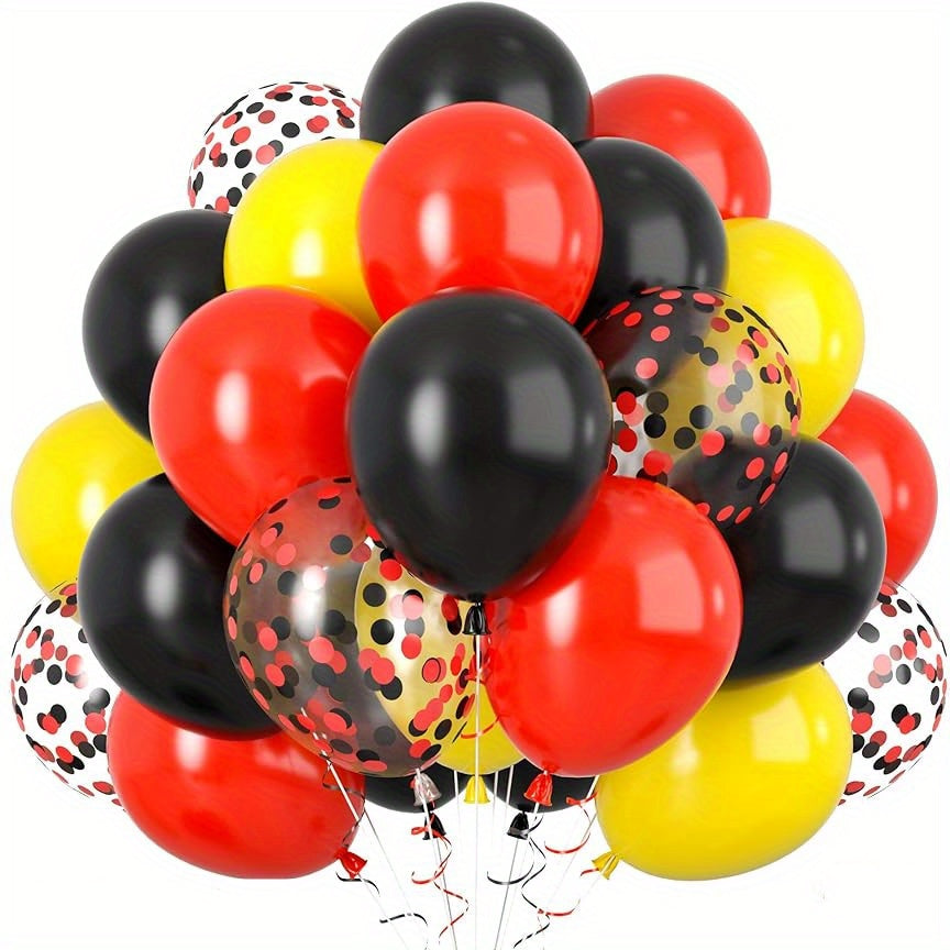 Red, Black & Yellow Balloons Set with Confetti Balloon for Racing & Carnival Theme Parties - Cyprus