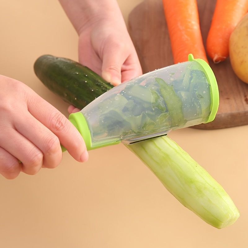 Versatile Stainless Steel Peeler with Built-In Storage for Vegetables & Fruits