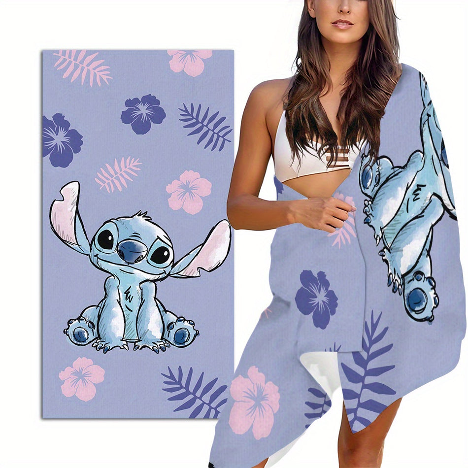 Stitch - Disney Cartoon Square Towel, Summer Sports Outdoor Beach Towel, Ultra-fine Fiber Quick Drying Bath Towel