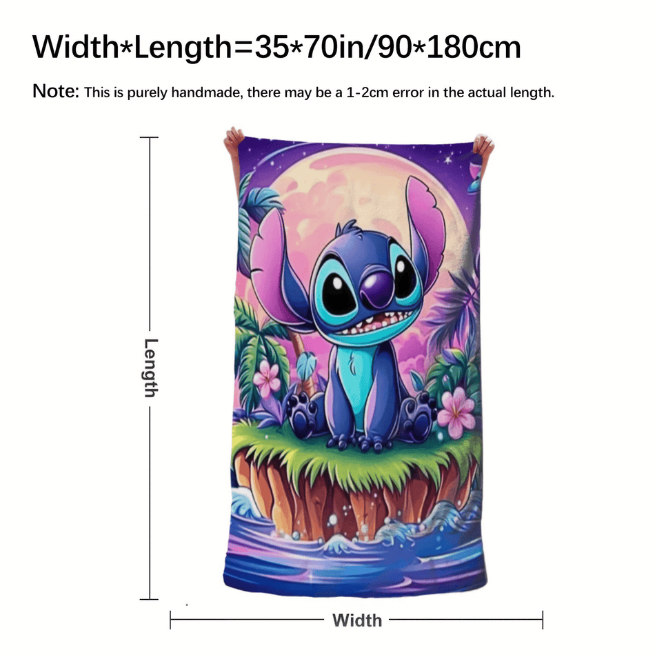 Disney Stitch Beach Towel, Absorbent & Quick-drying Bath Towel 1pc, Lightweight & Super Soft Beach Blanket, For Beach Bathroom Outdoor Camping Fitness Travel, Ideal Beach Essentials