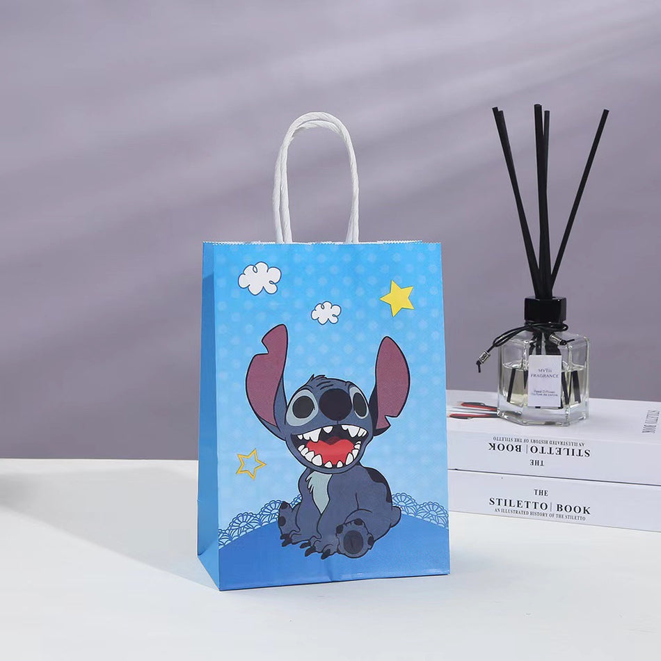 🔵 Disney 12pcs Stitch Cartoon Design Casual Kraft Paper Gift Bags - Cyprus