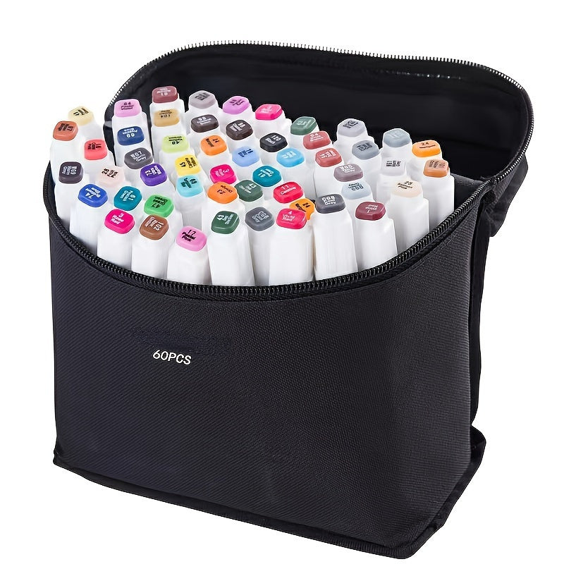 Canvas Marker Organizer ve Kozmetik Çantası - 60 Marker için Büyük Kapasiteli Depolama - Kıbrıs