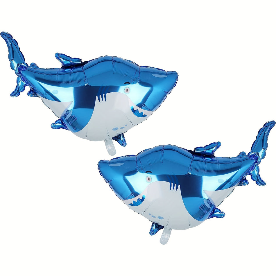 🔵 Large Shark Balloons, Blue Splashing Design for Ocean Theme Parties - Cyprus