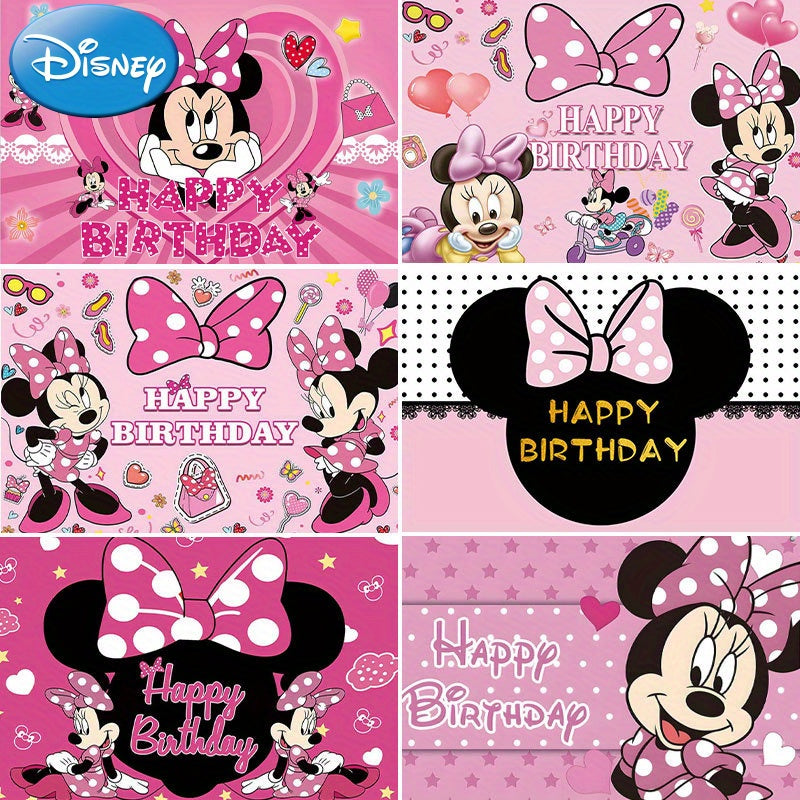 🔵 Disney Minnie Mouse Happy Birthday Party Backdrop - Cyprus