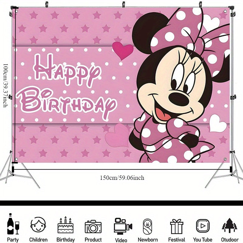 🔵 Disney Minnie Mouse Happy Birthday Party Backdrop - Cyprus