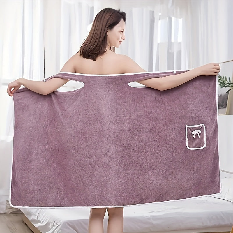 Ultra-Soft Women's Wearable Bath Towel With Pocket & Bow - Hypoallergenic Skirt Bathrobe - Cyprus