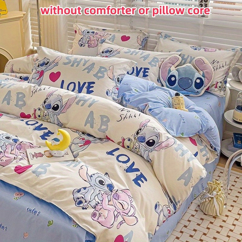 Stitch Cartoon Bedding Set - Cute Anime Printed Bedroom Supplies - Fashion Kawaii Soft And Comfortable - Cyprus