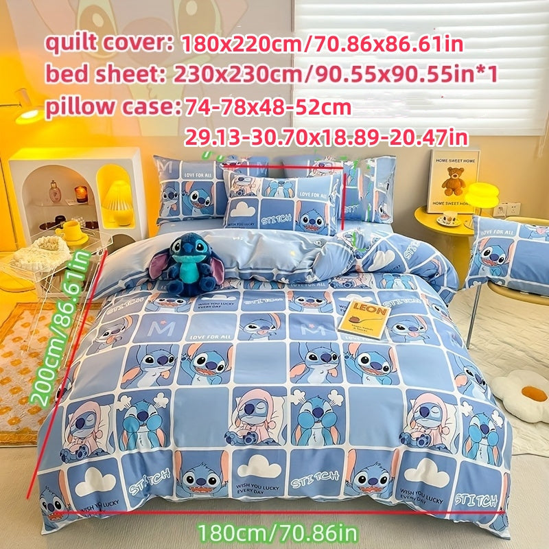 Stitch Cartoon Bedding Set - Cute Anime Printed Bedroom Supplies - Fashion Kawaii Soft And Comfortable - Cyprus