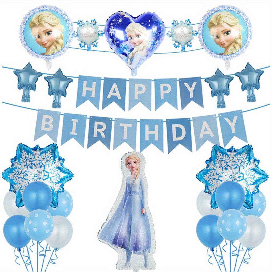 🔵 Elsa, Anna, Olaf & Snoweflake Balonları ile Disney Dondurulmuş Doğum Günü Balon Seti - UME Markası - Kıbrıs
