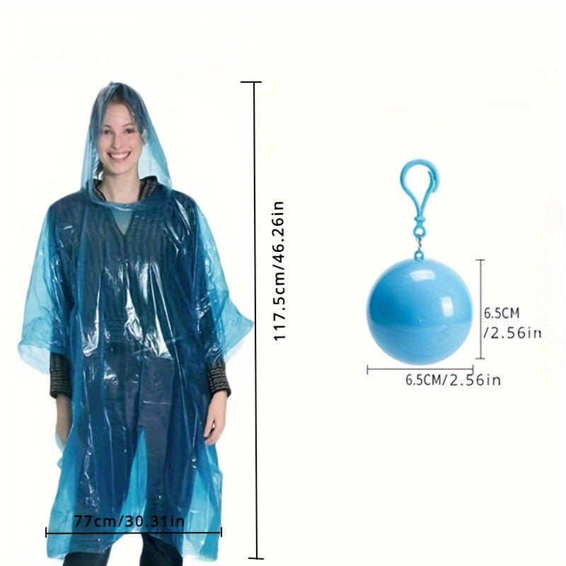 "Emergency-Ready" 2-Pack Portable Raincoats with Keychain