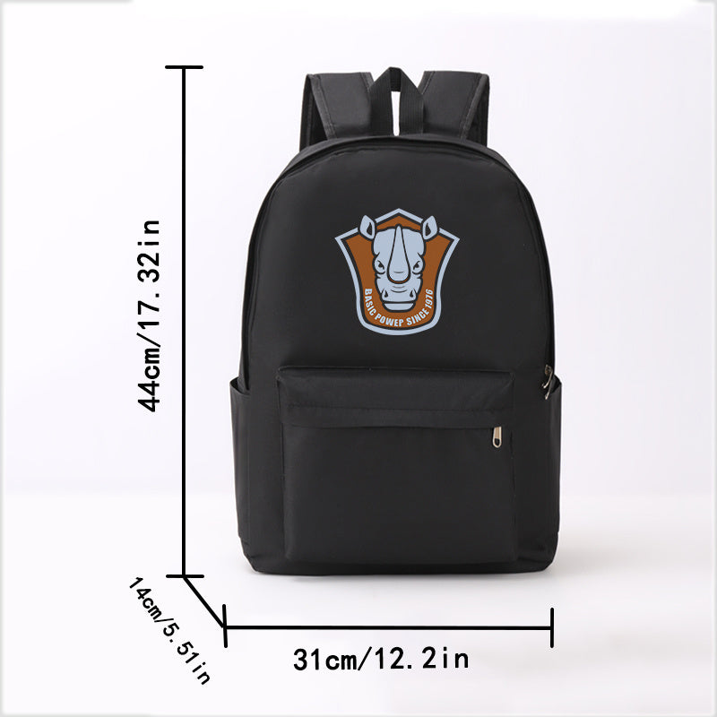 Rhinoceros Print Casual Nylon Backpack - Cyprus