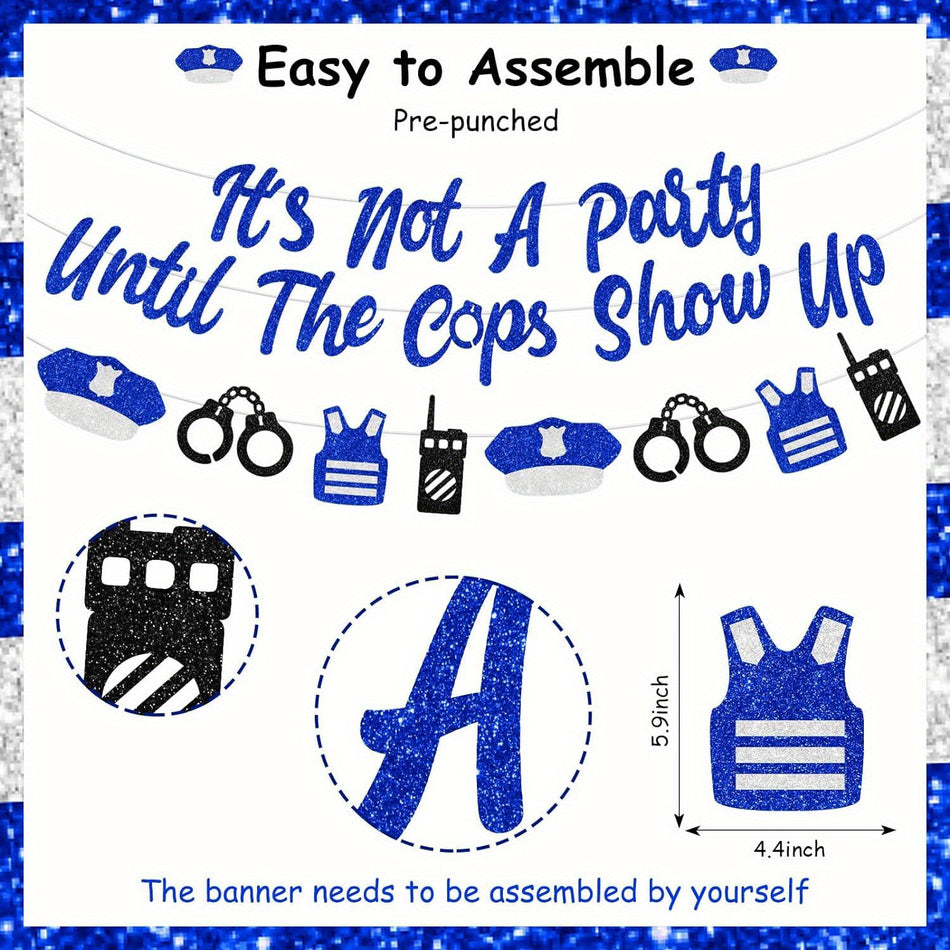 🔵 Police Party Banner Set for "It's Not A Party Until The Cops Show Up" Theme - Cyprus
