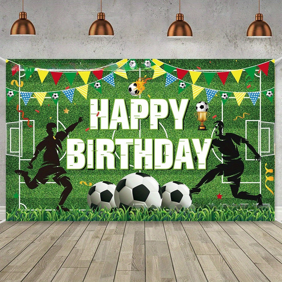 🔵 "Soccer Celebration" Boy's Birthday Party Banner - Classic Style, Indoor/Outdoor Decorative Backdrop - Cyprus