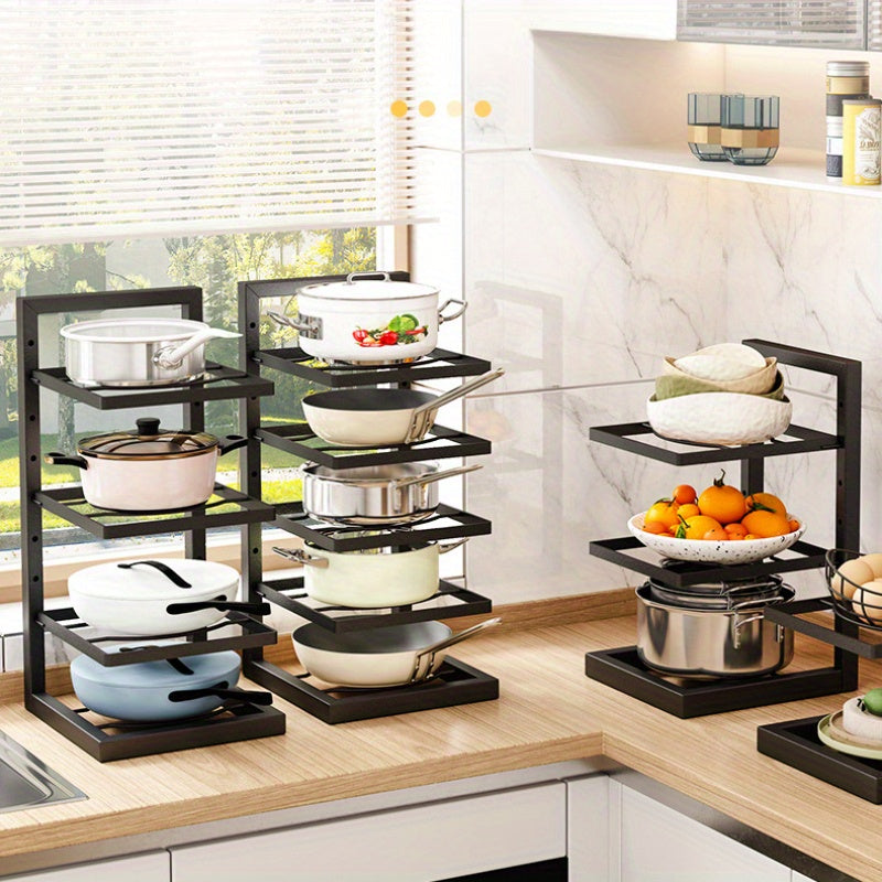 Multi-Tier Metal Kitchen Organiser - Space-Saving Pot Rack