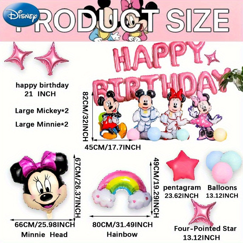 🔵 Disney Minnie & Mickey Mouse 33pc Birthday Balloons Set - Happy Birthday Banner & Stars - UME - Cyprus