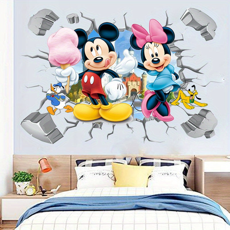 🔵 Mickey & Minnie Mouse Cartoon Duvar Çıkartmaları - Gardırop için Kendinden Yapışkan Oda Dekoru, Cam Kapılar - Özel Durumlar İçin Mükemmel - Kıbrıs