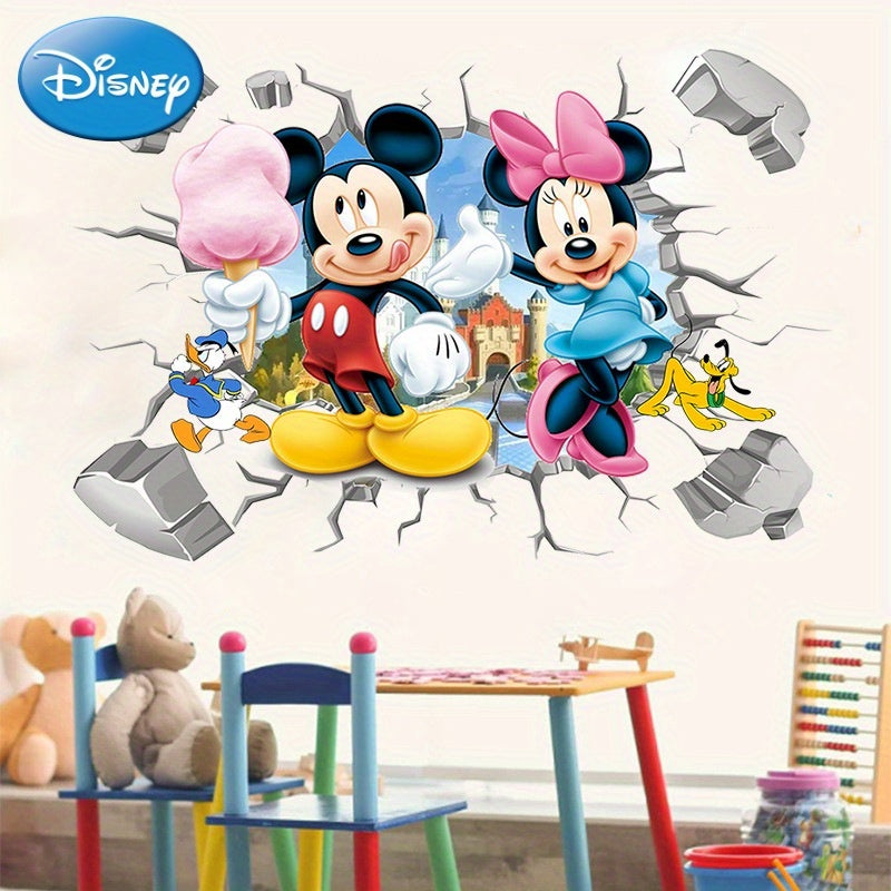 🔵 Mickey & Minnie Mouse Cartoon Duvar Çıkartmaları - Gardırop için Kendinden Yapışkan Oda Dekoru, Cam Kapılar - Özel Durumlar İçin Mükemmel - Kıbrıs