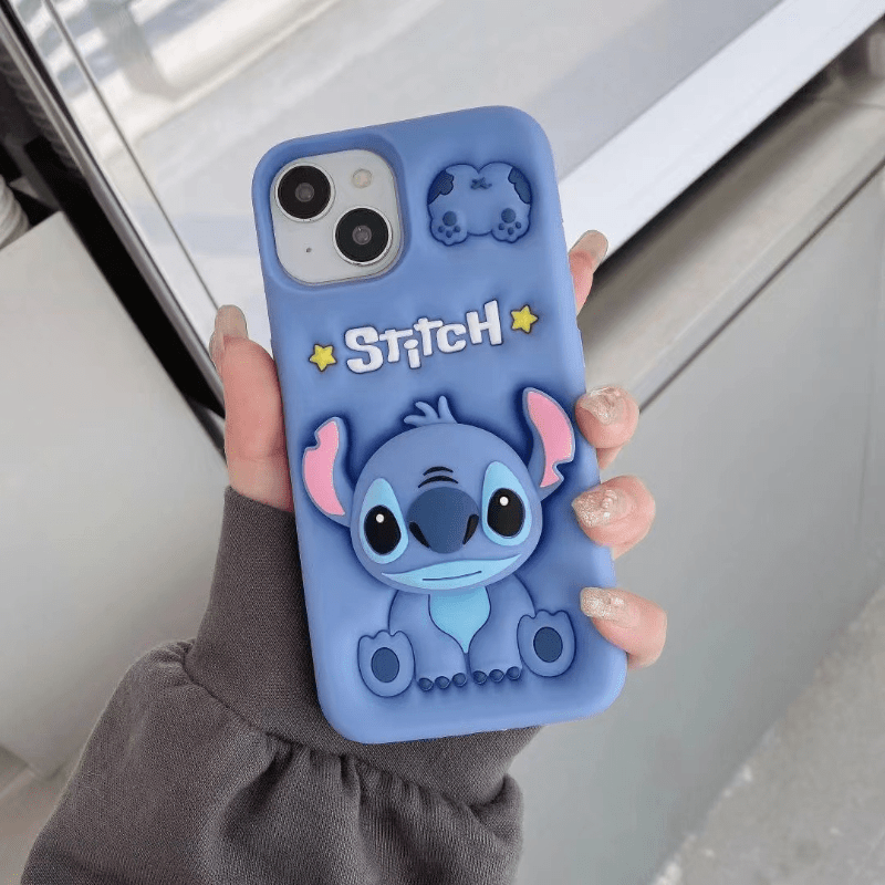 🔵 Disney Stitch Cute Cartoon Phone Case - Y2K Προστατευτικό κάλυμμα με αυτοαπασχολούμενη λειτουργία - Ιδανικό για δώρα ταξιδιού και γενεθλίων