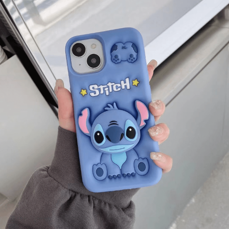 🔵 Disney Stitch Cute Cartoon Phone Case - Y2K Protective Cover with Self-Standing Function - Ideal for Travel & Birthday Gifts